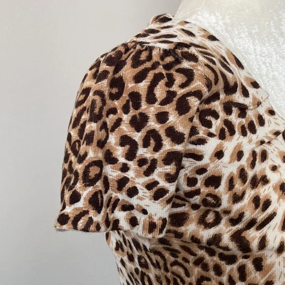 INC Animal Print Fitted Short Sleeve Sweater - Picture 7 of 8